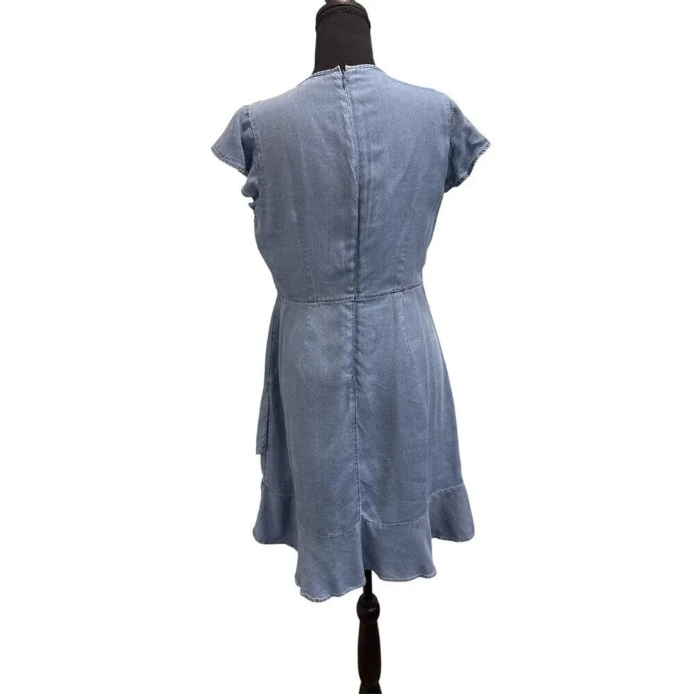 Banana Republic Women’s Chambray Ruffle Faux Wrap Size 8P